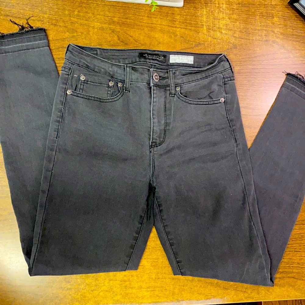 Aeropostale High Waisted Jegging, black, size 6